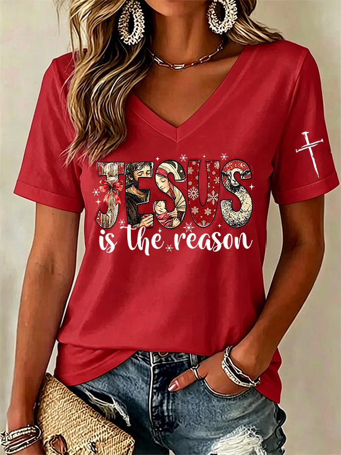 Women'S Faith Cross Printed T-Shirt