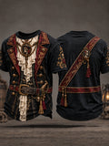 Men's Retro Pirate-Style Graphic Casual T-Shirt