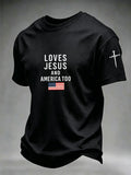 Men's American Flag Faith Printed Casual T-shirt