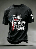 Religious Faith Cross Jesus Casual Printed Round Neck T-Shirt