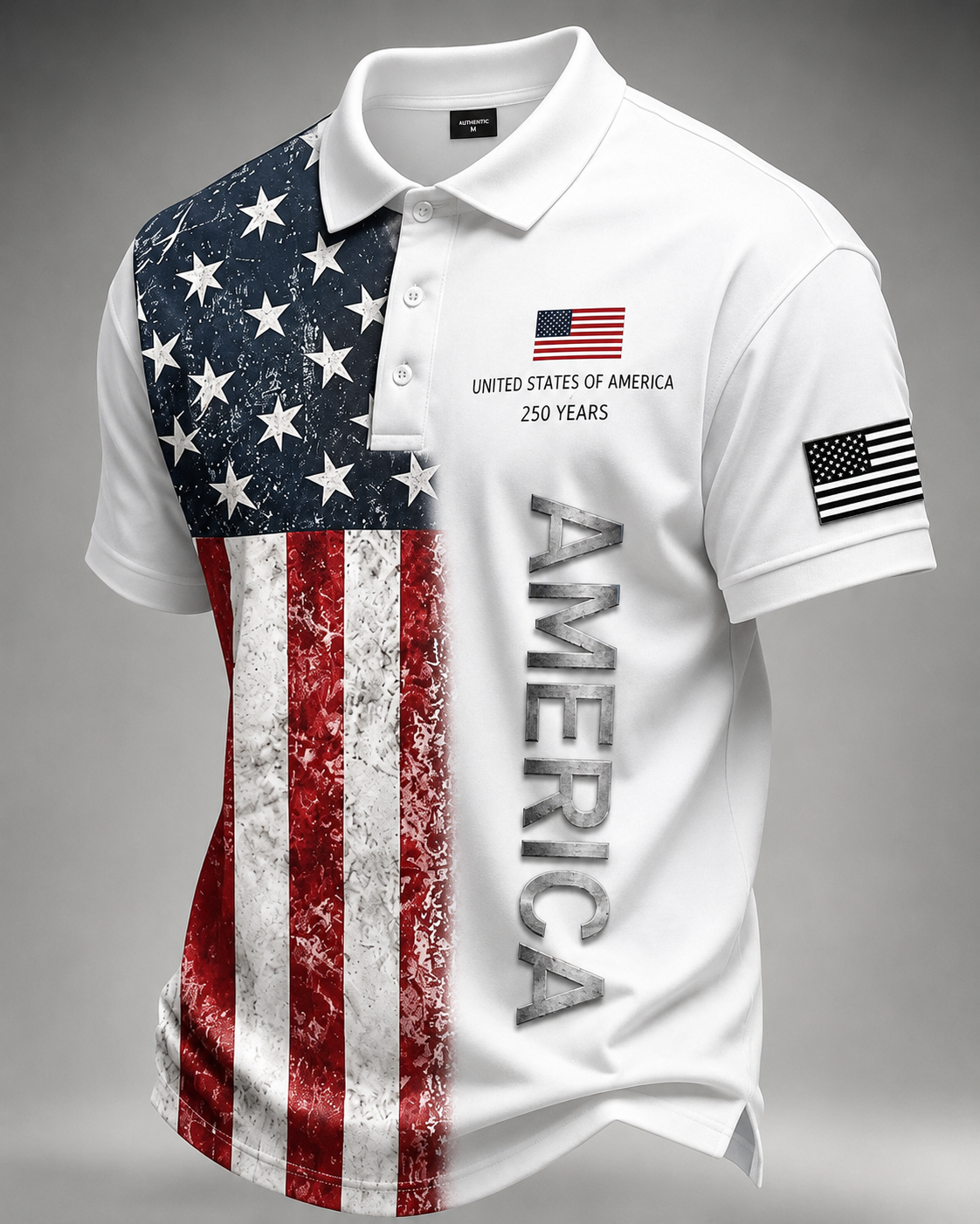 Men's Retro 250th Anniversary United States Of America Print Casual Polo Shirt