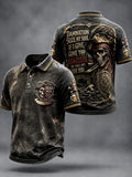 Menâ€TMs Retro Pirate Slogan-Printed Casual Polo Shirt