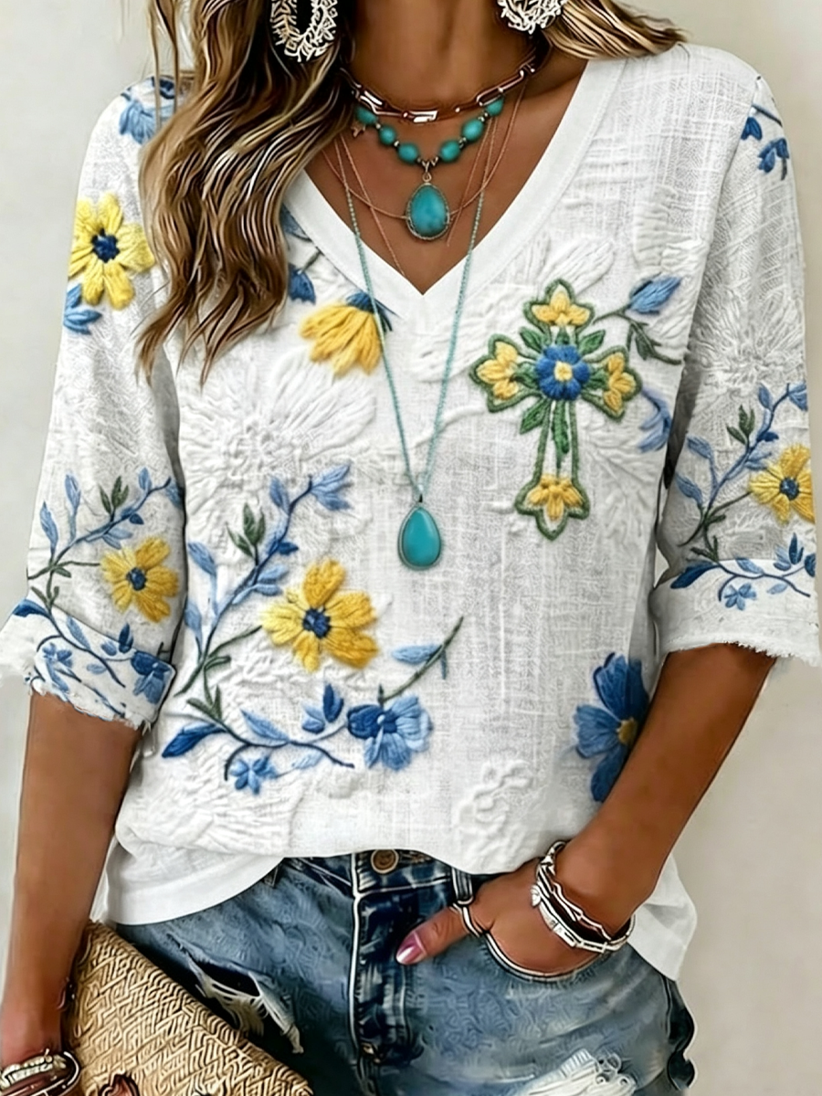 Women's 250th Anniversary Flower Casual Top