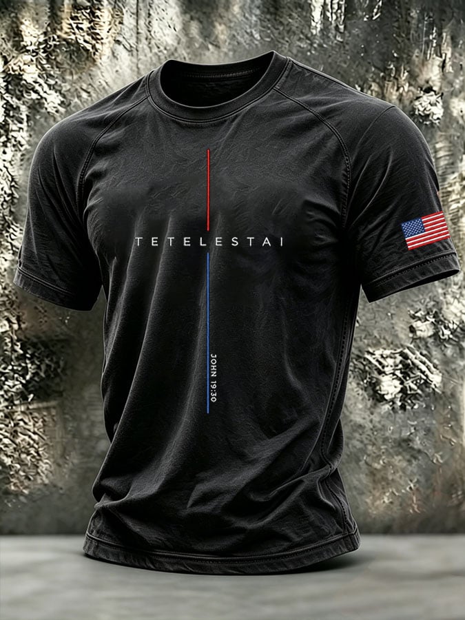 Men's Faith American Flag Sleeve Printed Short-Sleeve T-Shirt