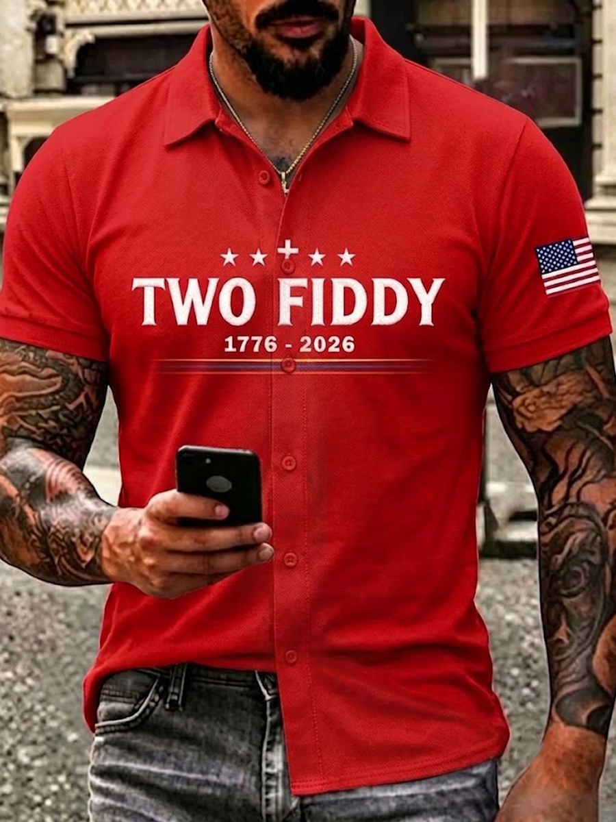 Men'S Retro Two Fiddy Printed T-Shirt