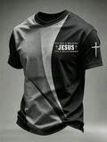 Faith Cross Gradient Printed Round Neck T-Shirt