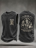 Men’s Pirate Rum Humor Vintage Washed Sleeveless T-Shirt