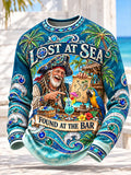 Sapphire Tropical Pirate Treasure Map & Cocktail Men's Long Sleeve Shirt