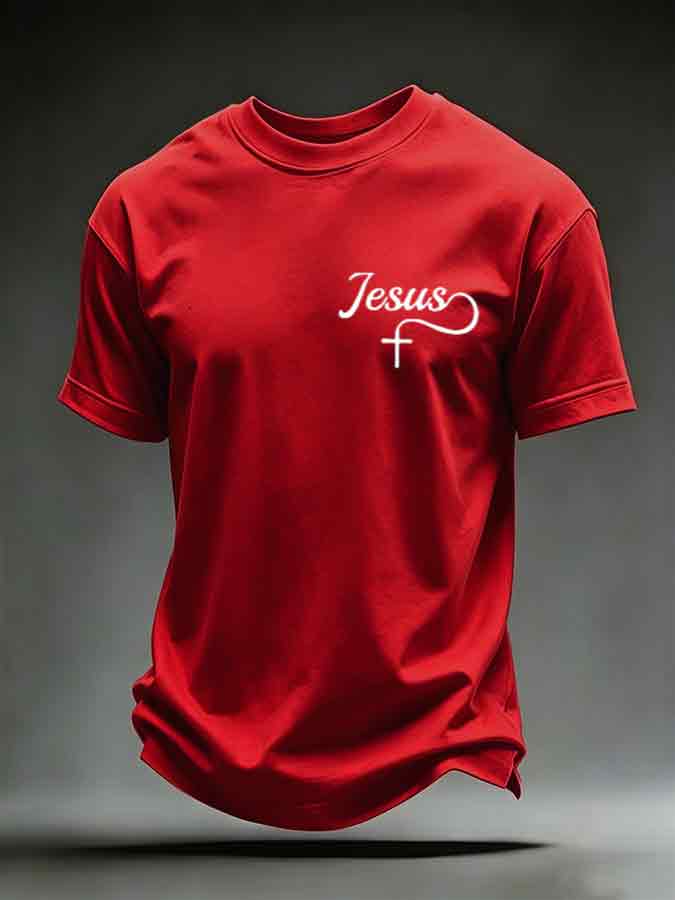 Men'S Religious Faith Jesus Print Short Sleeved T-Shirt