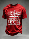 Men's Iron Sharpens Iron Brothers In Christ USA Flag Christian T-Shirt