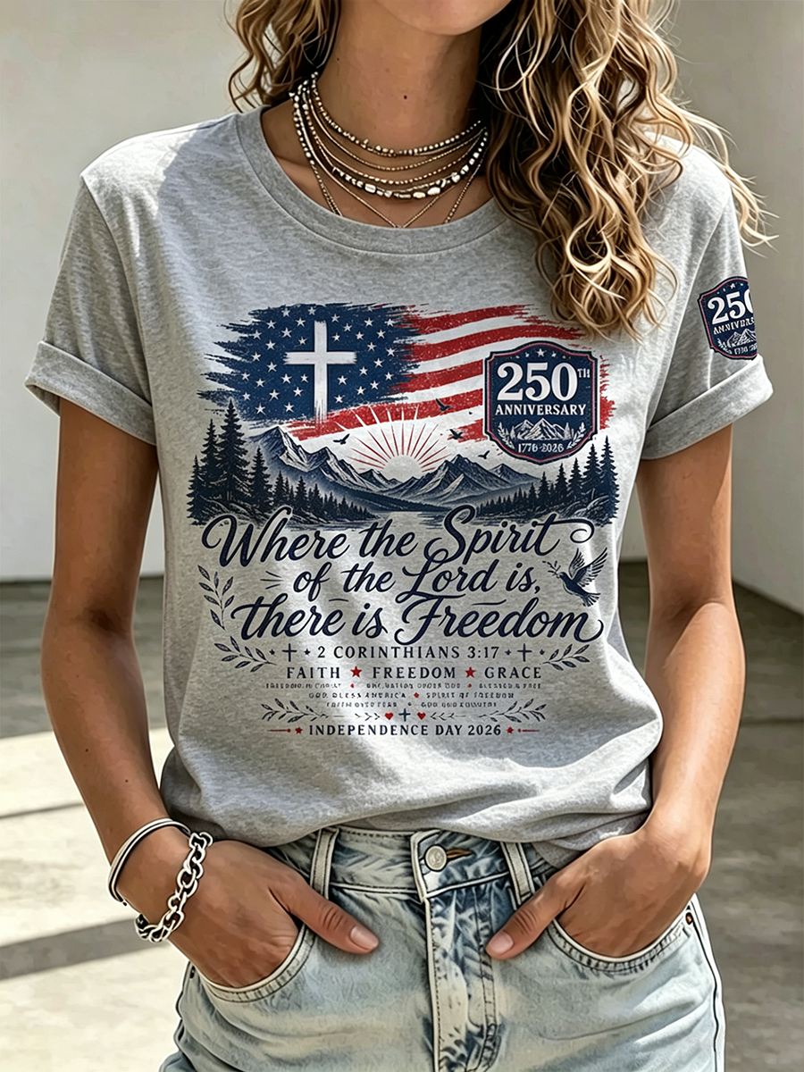 250Th Anniversary Faith Commemorative Printed Round Neck Top In The United States