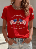 Women'S America Flag Printed Casual T-Shirt