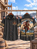 Men’s Pirate Skeleton American Football Short Sleeve Shirt
