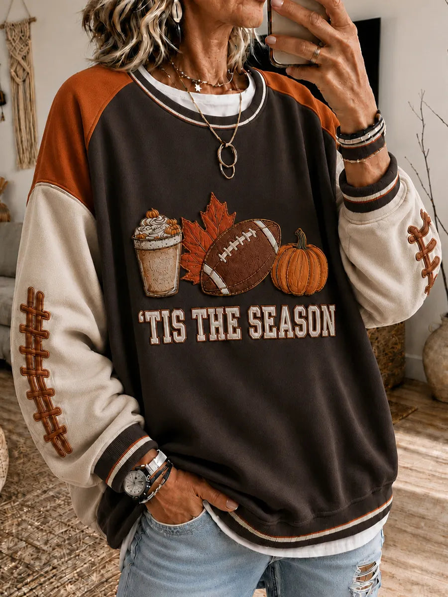 🍂 'Tis The Season Autumn Icons Colorblock Sweatshirt