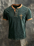 Men'S Faith Cross Washed Henry Shirt