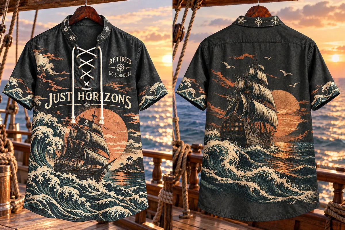 Retired Pirate Just Horizons Men's Vintage Nautical Shirt