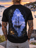 ⚓"Cave Explorer" Moonlight Sea & Galleon Vintage Tee⛵