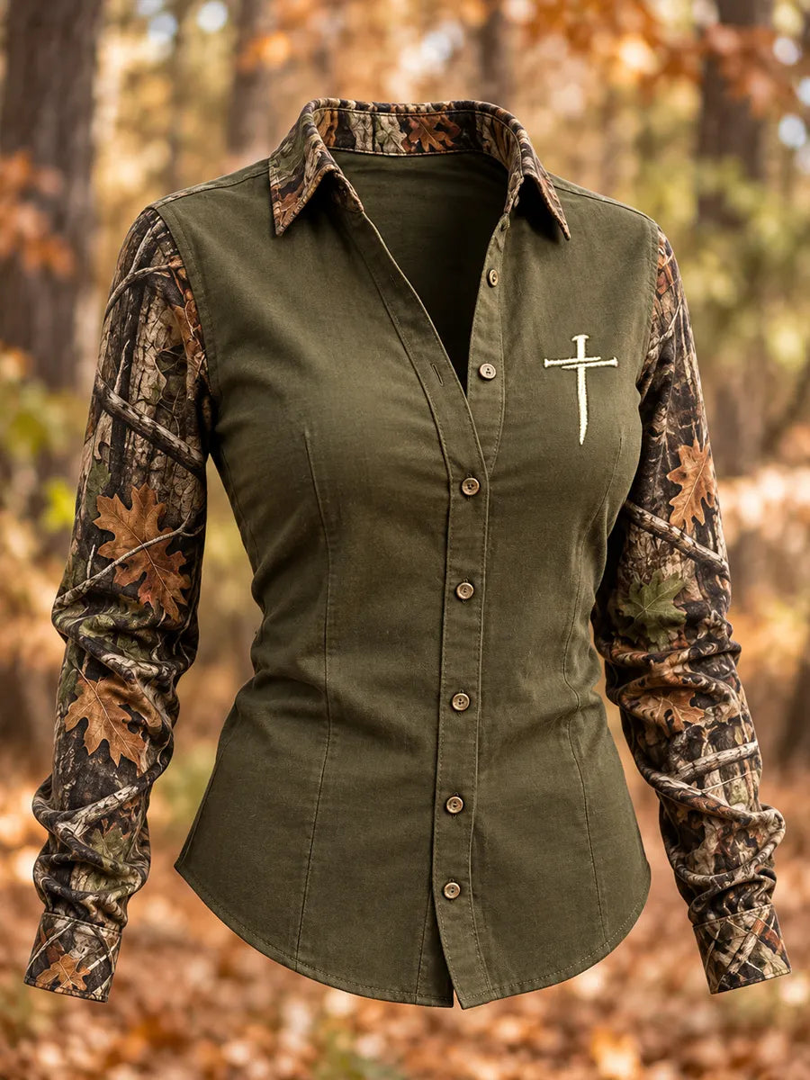 Women's Retro Hunting Culture Art Print Casual Long-Sleeve Shirt