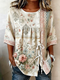 Women's Retro Faith Floral Print Top