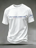One Nation Under God Jesus Commemorative Printed Round Neck T-Shirt