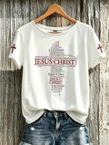 Women's Faith Pattern Printed Leisure Round Neck Short Sleeve T-shirt