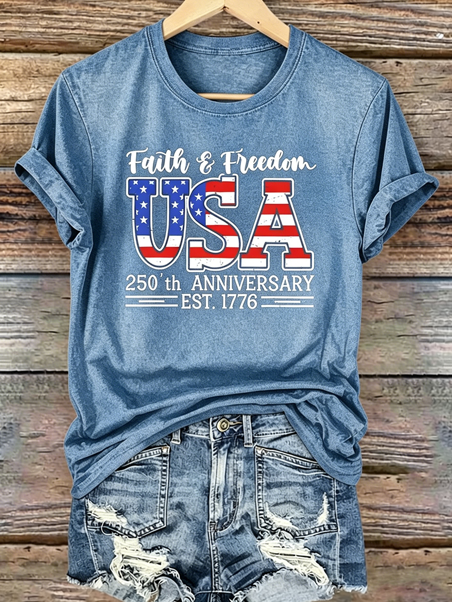 250Th Anniversary Commemorative Faith Printed Round Neck Top In The United States