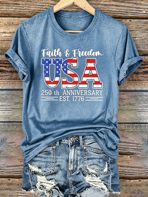 250Th Anniversary Commemorative Faith Printed Round Neck Top In The United States