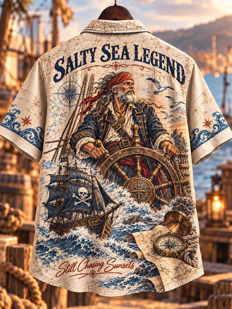 Salty Sea Legend Captain Nautical Graphic Shirt