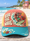 Ride the Wave Pirate Skull Surfer 3D Baseball Cap