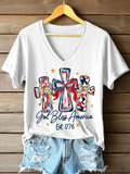 Women's God Bless America V-Neck T-Shirt