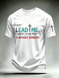 Faith Cross Slogan Commemorative Printed Round Neck T-Shirt