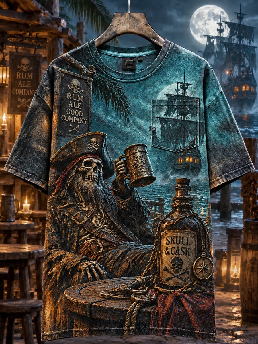Men’s Pirate Rum Nautical Graphic Pocket T-Shirt