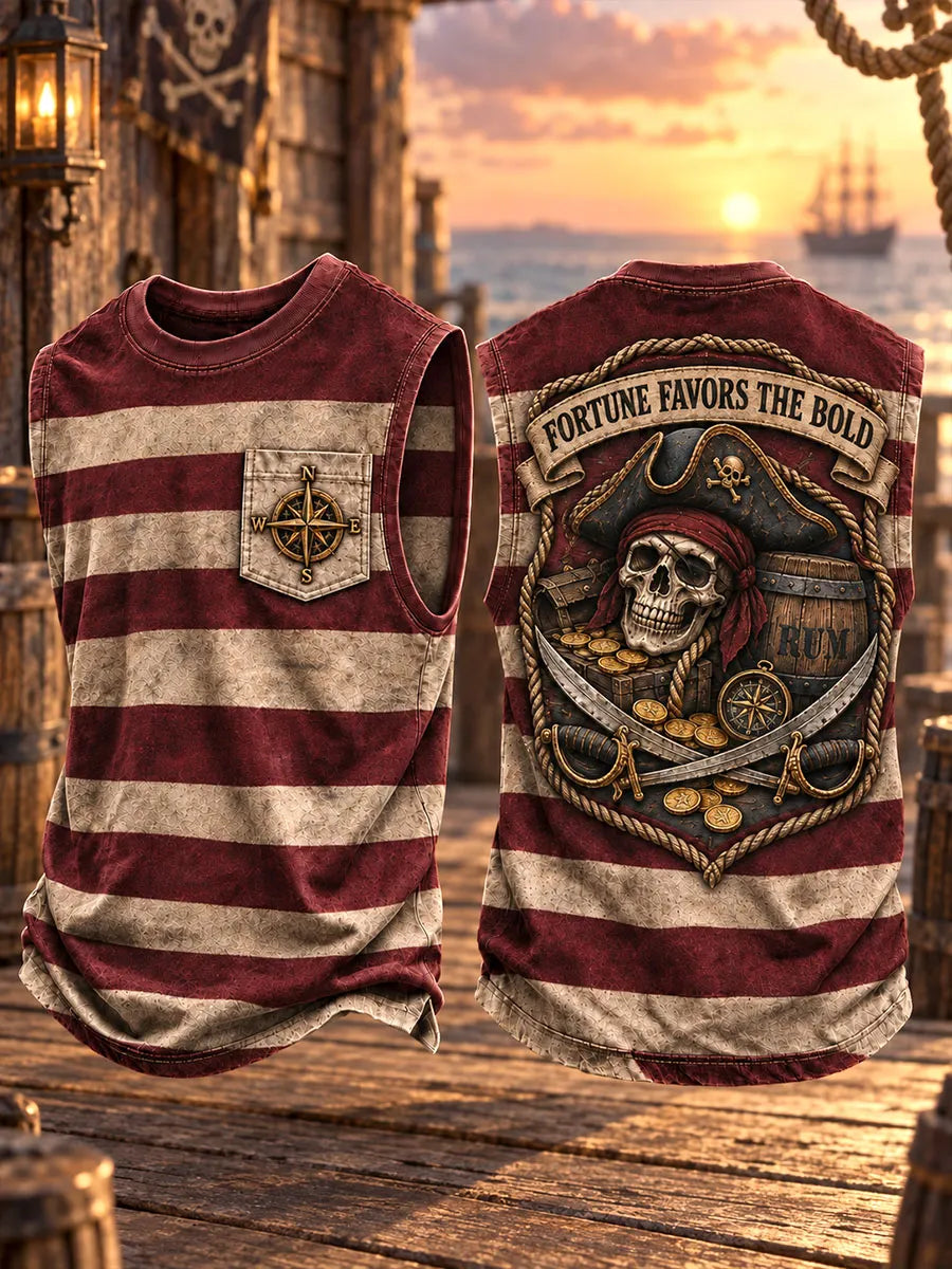 Fortune Favors The Bold Vintage Pirate Sleeveless Shirt