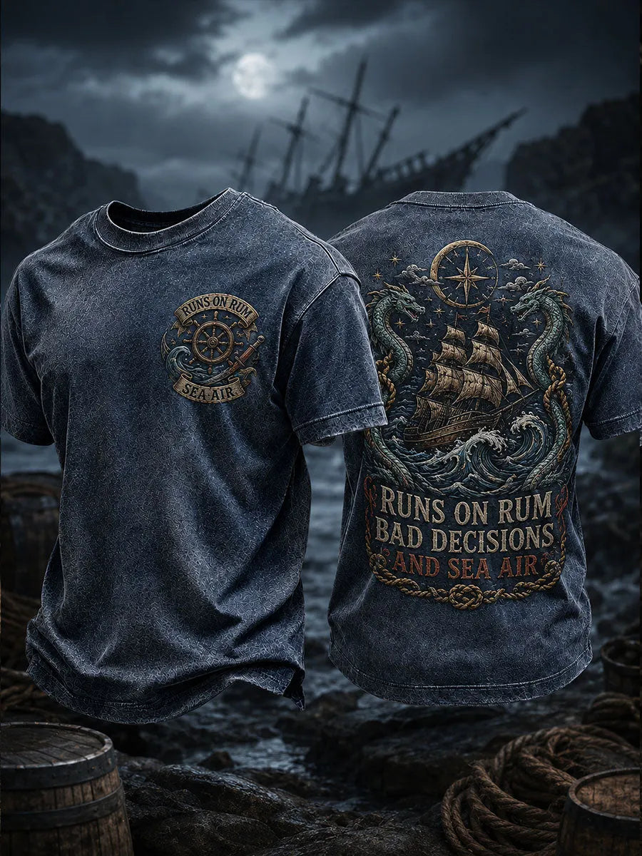 Men's "Runs On Rum Bad Decisions And Sea Air" T-shirts