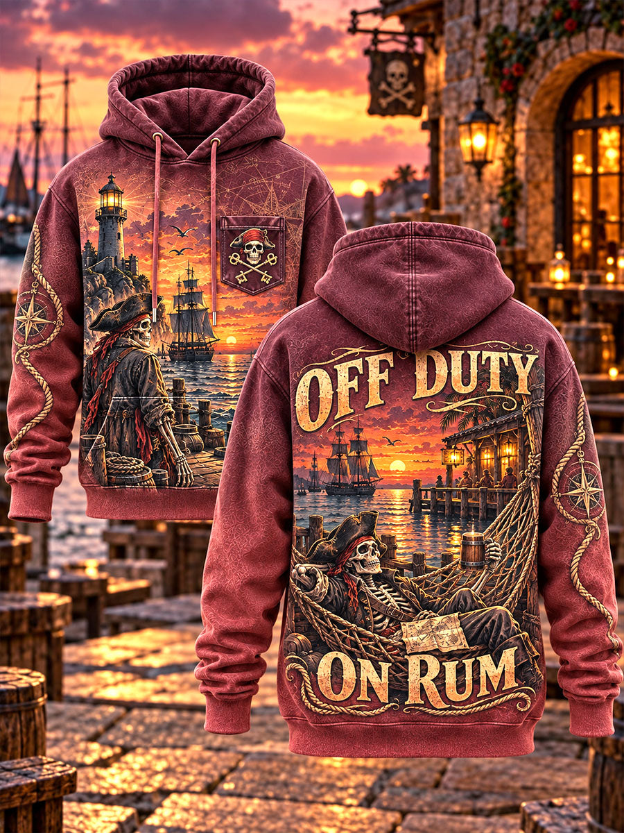 Retired Pirate Skeleton Harbor Sunset Hoodie