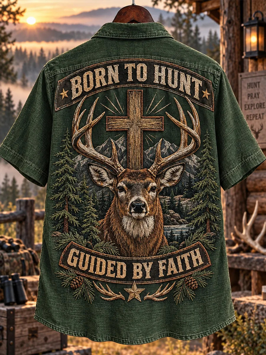 Retro Deer Hunting Culture Art Print Casual Shirt
