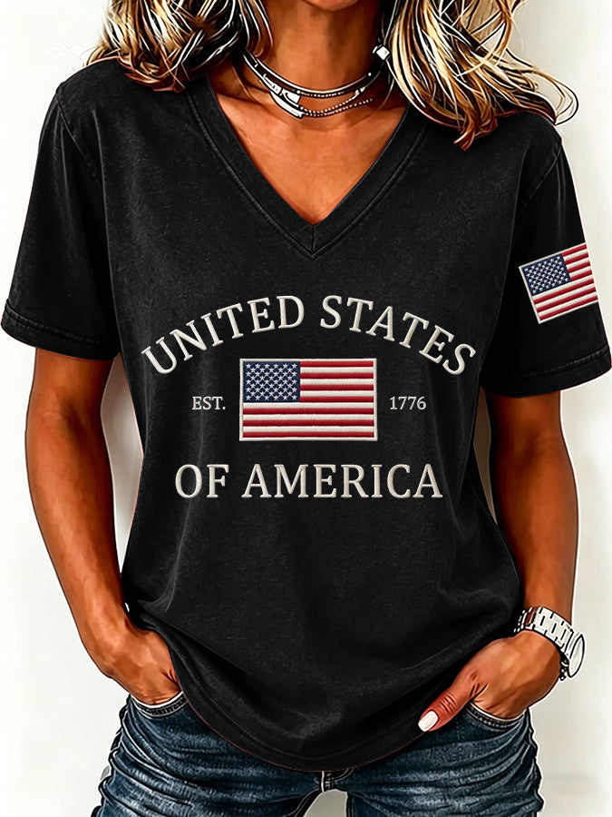 Women'S United States Of America Print Printed T-Shirt