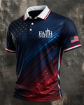 Men'S Faith And Flag Printed Polo Shirt