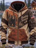 🐻🌲 Hunting Season Grizzly Bear Pine Forest Zip Hoodie