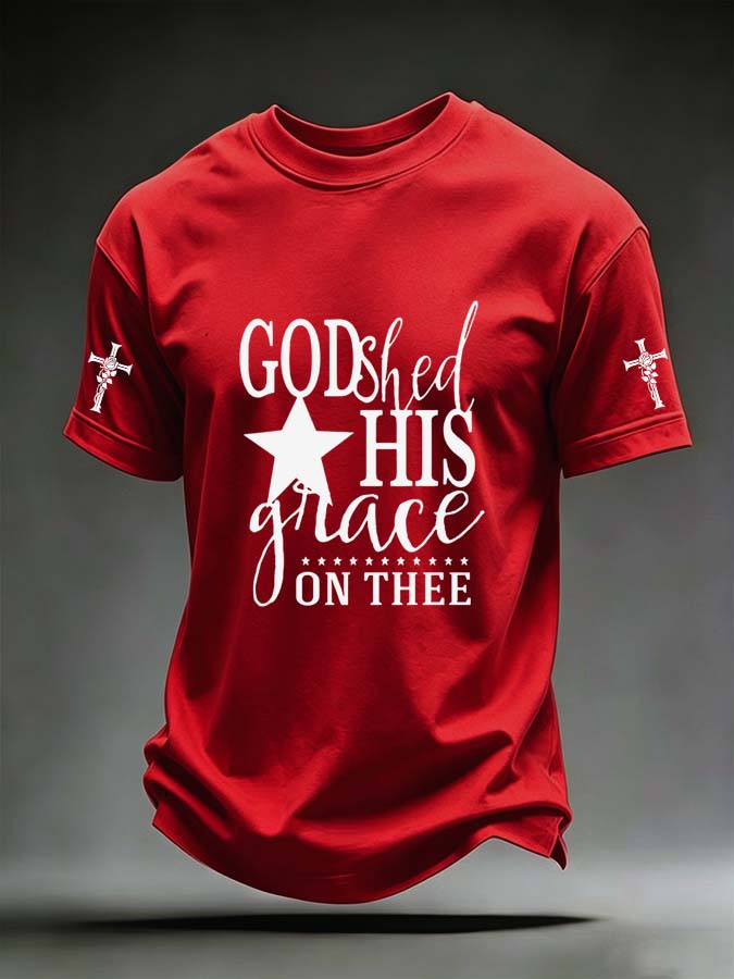 Men'S American Religious Cross Printed T-Shirt