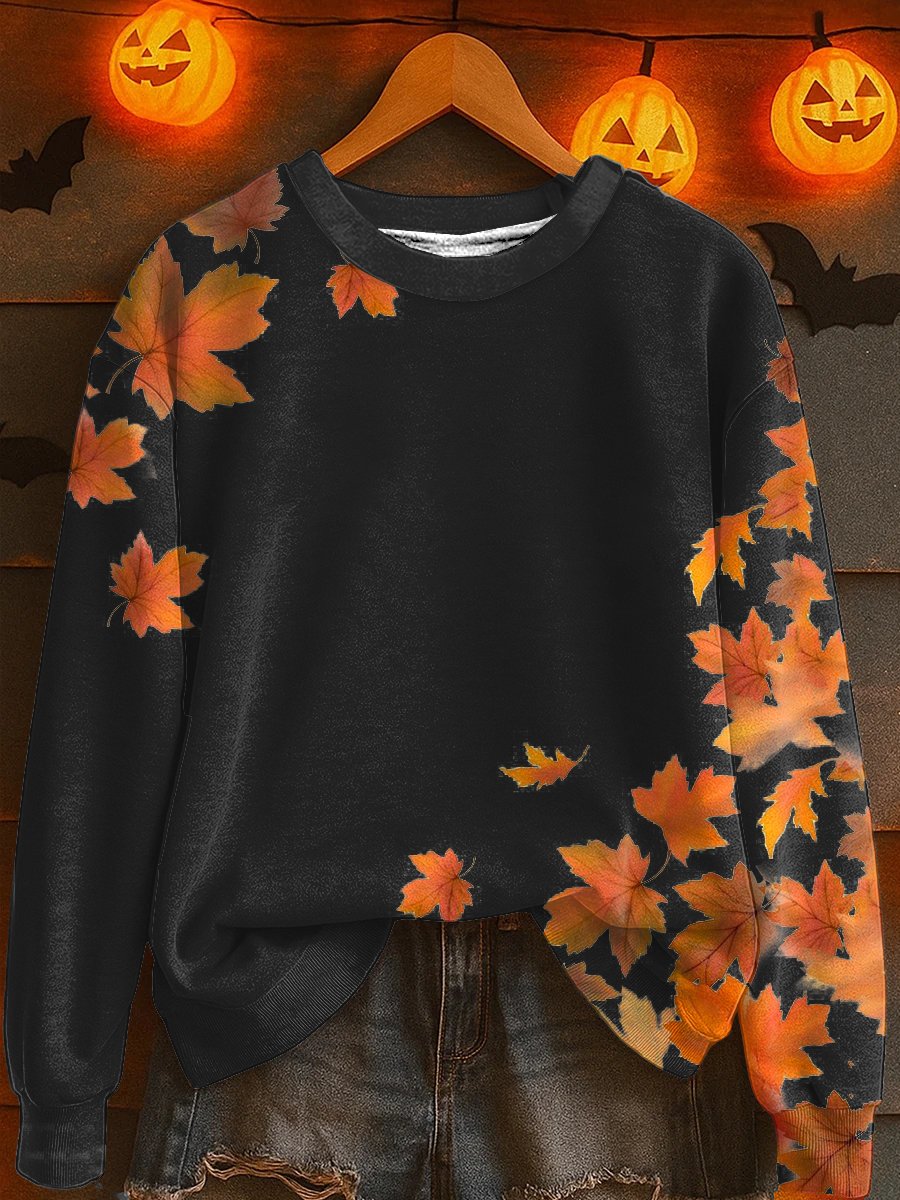 Women's Casual Autumn Maple Leaf Sweatshirt