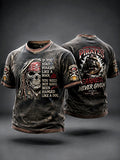 Menâ€TMs Retro Pirate Slogan Print Casual T-shirt