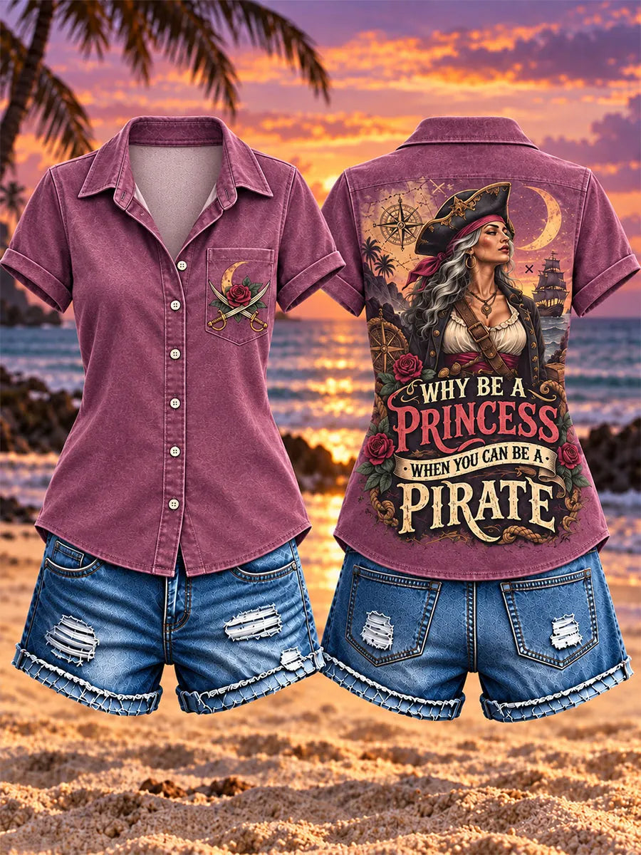 Women’s Pirate Rose Graphic Short Sleeve Shirt